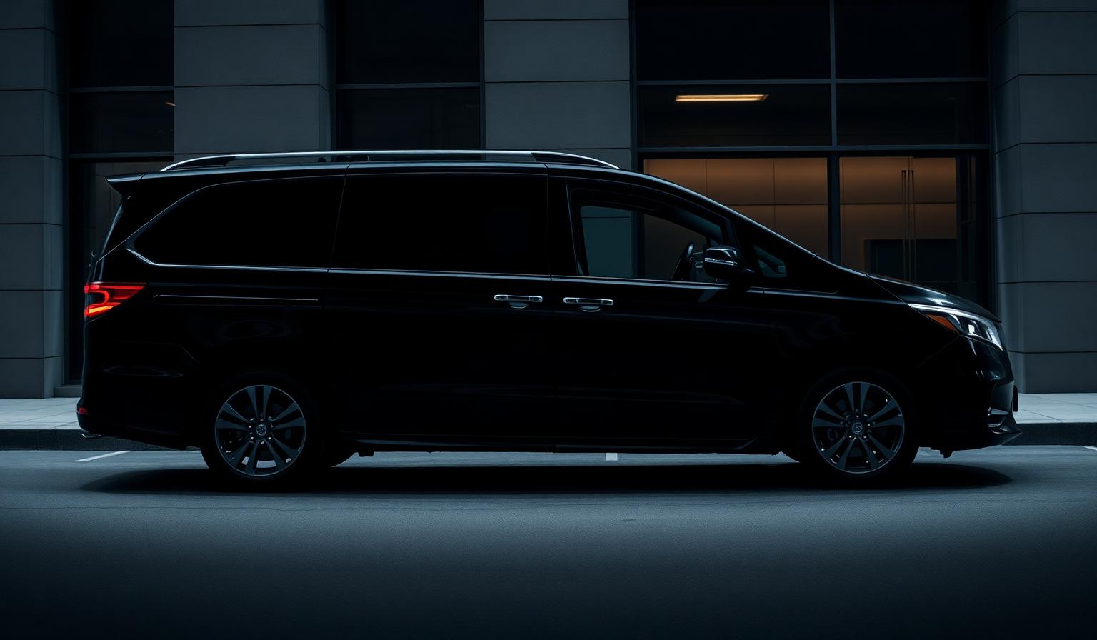 Black mortuary transport vehicle